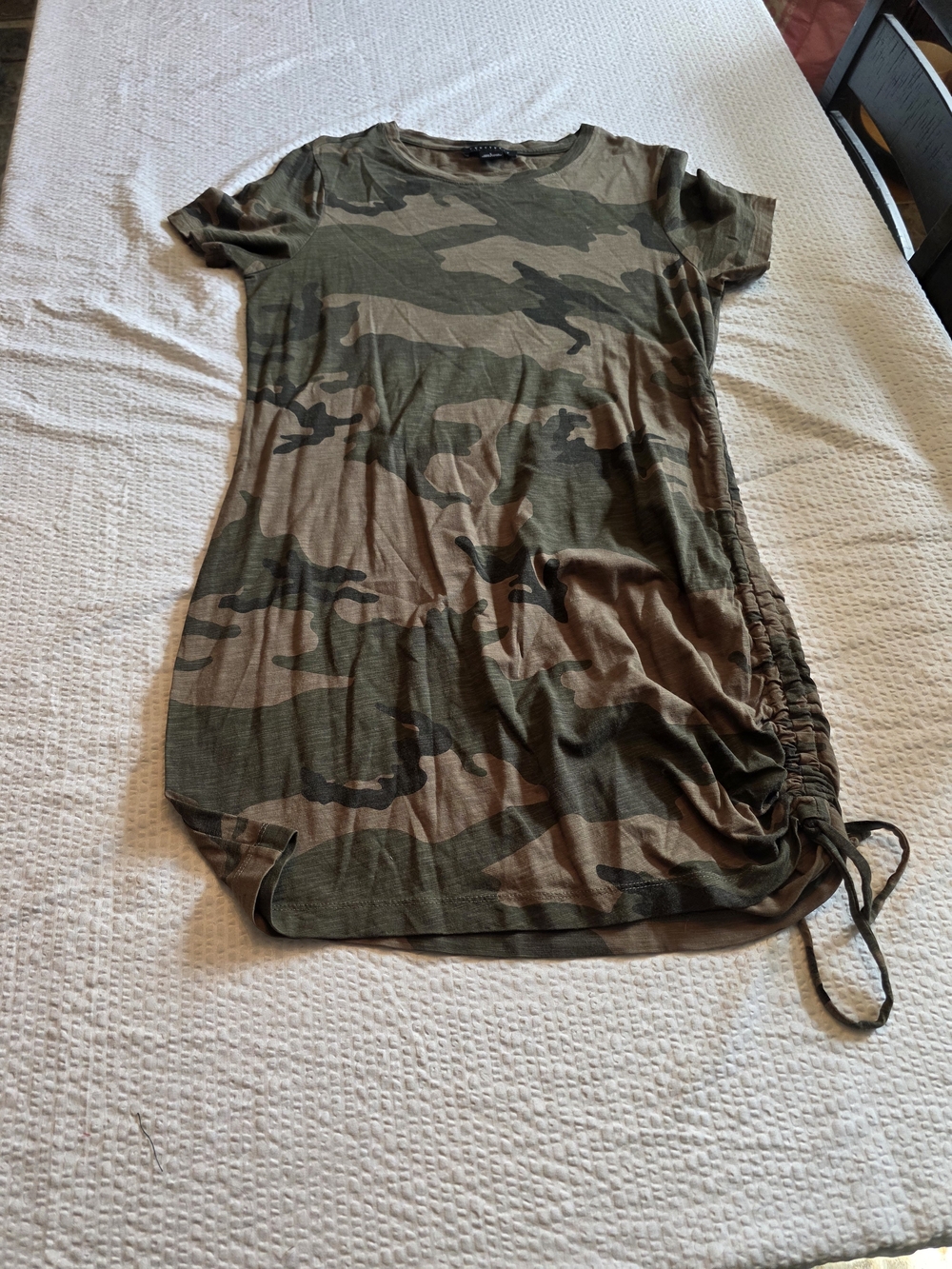 Sanctuary Camo Print Short Sleeve Mini Dress in Green & Brown L